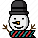 carrot, hat, scarf, snow, snowman, white, winter