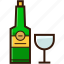 alcohol, beverages, bottle and glass, christmas icon, wine 