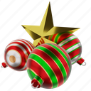 christmas, ball, gold, star, decoration, winter, celebration, ornament