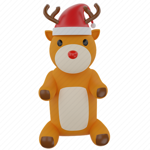 Raindeer, with, santa, hat, render, isolated, background icon - Download on Iconfinder