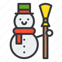 broom, christmas, snow, snowman, xmas