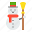 broom, christmas, snow, snowman, xmas 