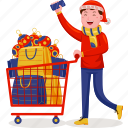 christmas, shopping, vector, man, sale, couple, people, xmas, male