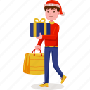 christmas, shopping, vector, man, sale, couple, people, happy, holiday