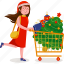 christmas, shopping, vector, illustration, woman, sale, happy, winter, holiday 
