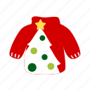 christmas, tree, star, sweater, cloth, cartoon, costume