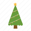 christmas, tree, garland, ornaments, lights, decorations