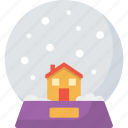 snowglobe home, ball, christmas, decoration, landscape, snow