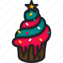 cupcake, christmas, dessert, xmas, celebration, party