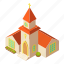 building, church, isometric, logo, object, pastor, small 
