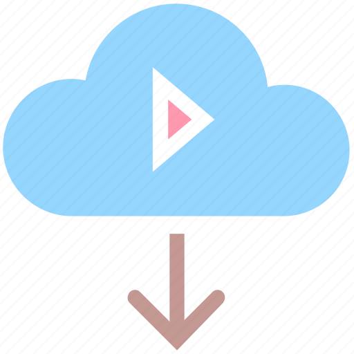 Arrow, cloud, cloud computing, multimedia, play, round, up icon - Download on Iconfinder
