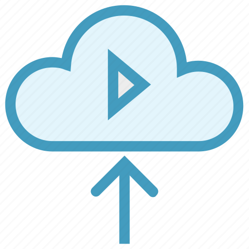Arrow, cloud, cloud computing, multimedia, play, round, up icon - Download on Iconfinder