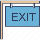exit, sign, baord, direction, post