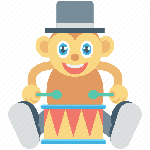 Animal, circus monkey, drum, monkey, show icon - Download on Iconfinder