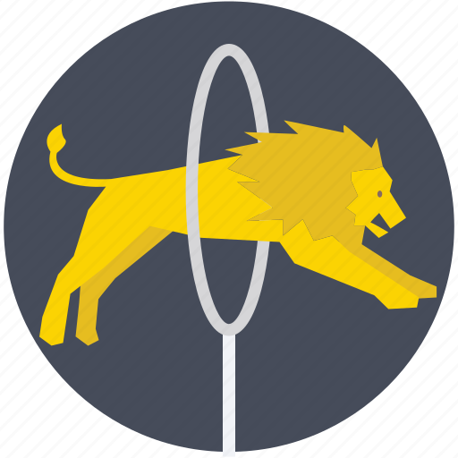Circus, fire hoop, hoop, lion, lion jumping icon - Download on Iconfinder