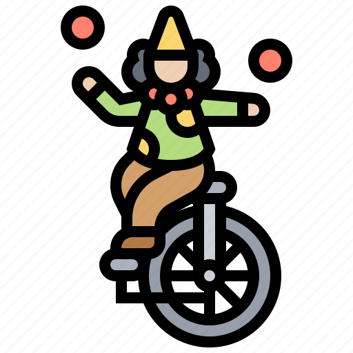 Circus, clown, juggling, show, unicycle icon - Download on Iconfinder