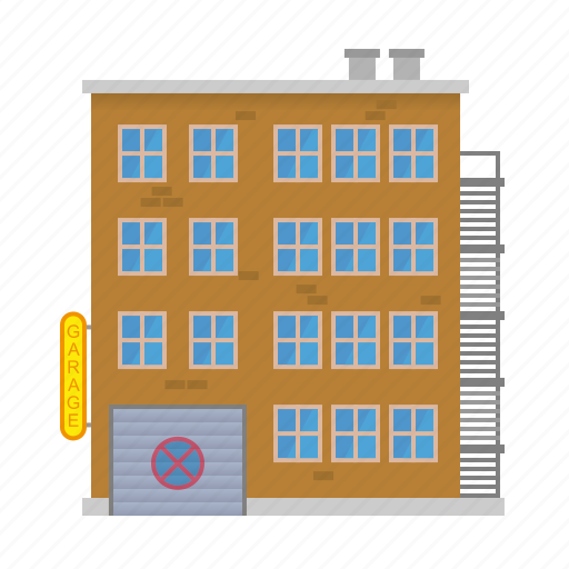 Apartment, block, building, city, garage, house, tenement icon - Download on Iconfinder