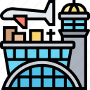 airport, tower, terminal, plane, transportation