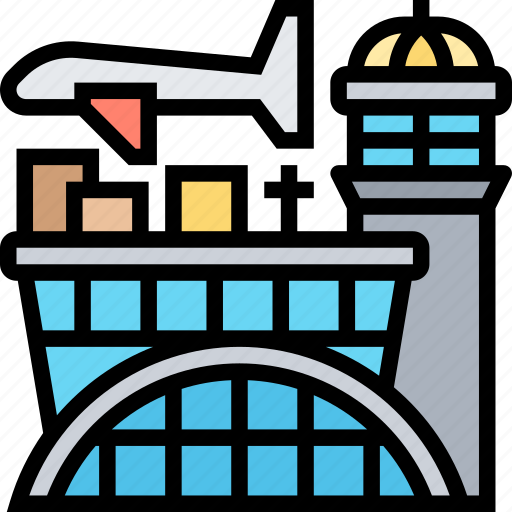Airport, tower, terminal, plane, transportation icon - Download on Iconfinder
