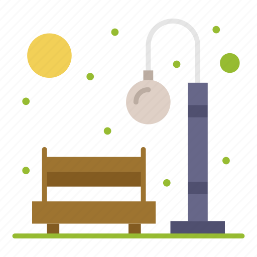 Bench, city, light, park, recreation icon - Download on Iconfinder