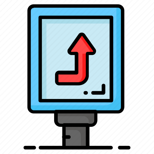 Traffic, sign, turn, right, go, straight, guidepost icon - Download on Iconfinder