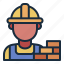 builder, worker, labor, brick, contractor, profession, avatar, job 