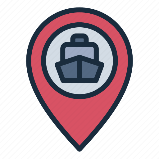 Harbour, harbor, boat, ship, pin, placeholder, map icon - Download on Iconfinder