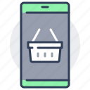 mobile, phone, smartphone, shopping, cart