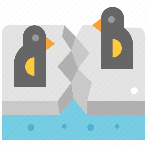 Warming, ice, sheet, plate, penguin, arctic, crack icon - Download on Iconfinder