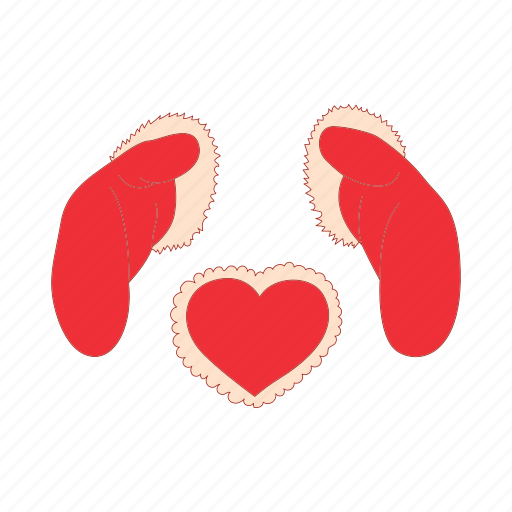 Cartoon, day, heart, love, mitten, red, winter icon - Download on Iconfinder