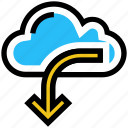 arrow, cloud, data, download, storage, weather