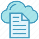 cloud, cloud page, document, file, paper, storage, text