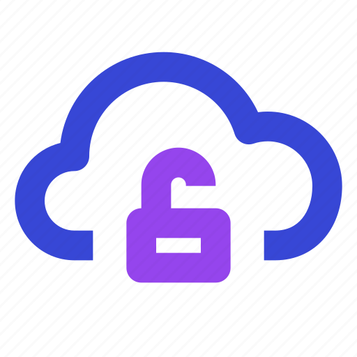 Cloud unlock, cloud, unlock, system, data, cloud computing icon - Download on Iconfinder