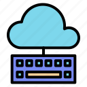 cloud, computing, keyboard, typing, device, connection, wireless