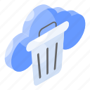 cloud, delete, removal, waste, dustbin, bin, trash