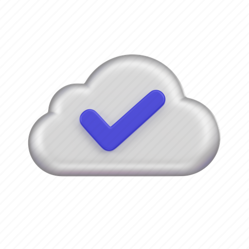Cloud, done, check, approve 3D illustration - Download on Iconfinder