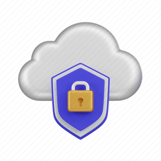 Cloud, protection, shield, lock 3D illustration - Download on Iconfinder