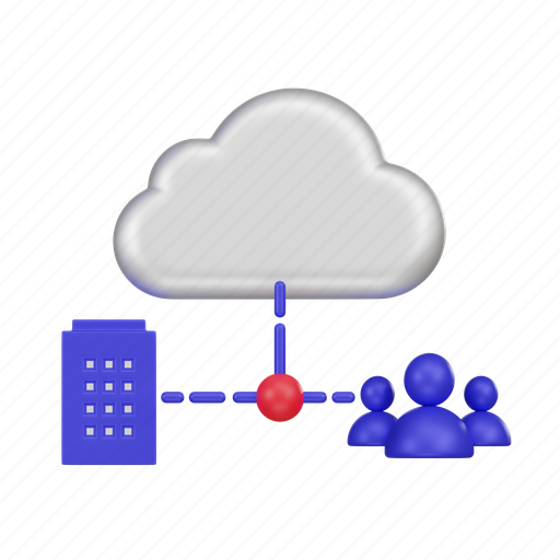 Hybrid, cloud, connection, network, cloud computing 3D illustration - Download on Iconfinder