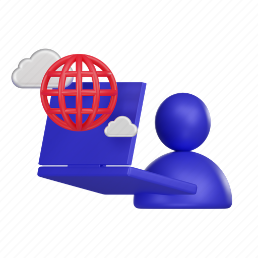 Remote, work, cloud, office 3D illustration - Download on Iconfinder