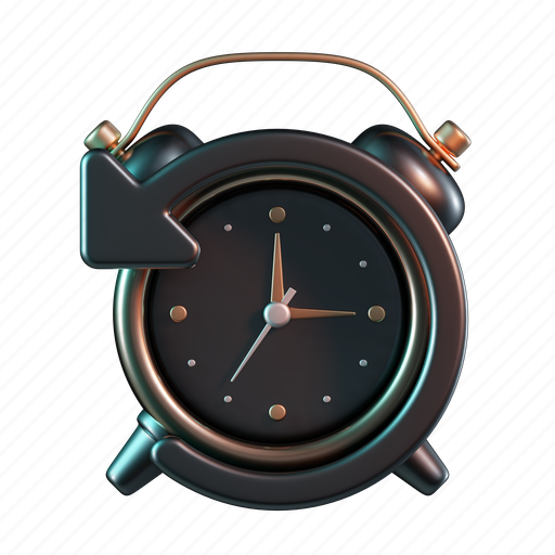 Clock, alarm, waker, rewind, reverse 3D illustration - Download on Iconfinder