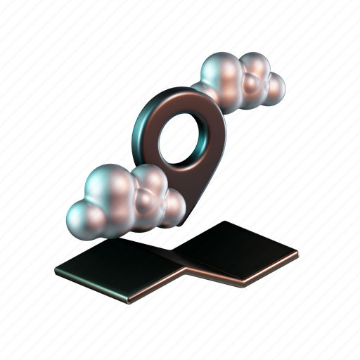 Cloud, location, pin, map, gps 3D illustration - Download on Iconfinder