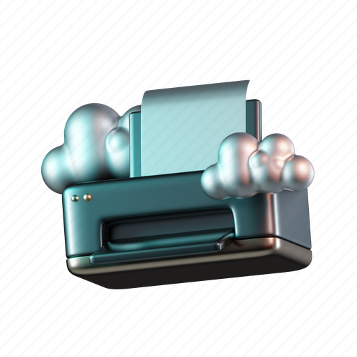 Cloud, printer, machine, paper, office 3D illustration - Download on Iconfinder