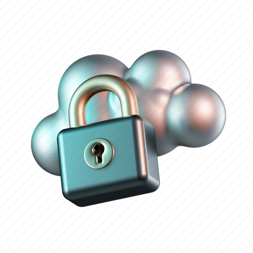 Cloud, security, privacy, secure, padlock 3D illustration - Download on Iconfinder