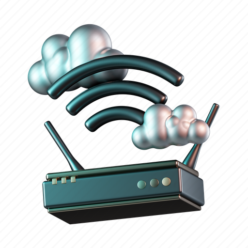 Cloud, wireless, router, network, wifi 3D illustration - Download on Iconfinder
