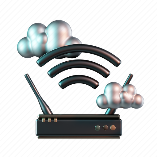 Cloud, wireless, router, wifi, network 3D illustration - Download on Iconfinder