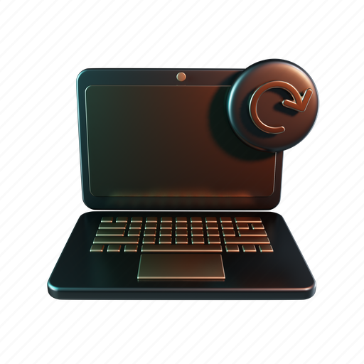 Laptop, reload, sync, refresh, computer 3D illustration - Download on Iconfinder