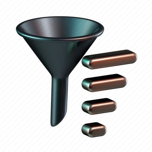 Sort, filter, funnel, text, order 3D illustration - Download on Iconfinder