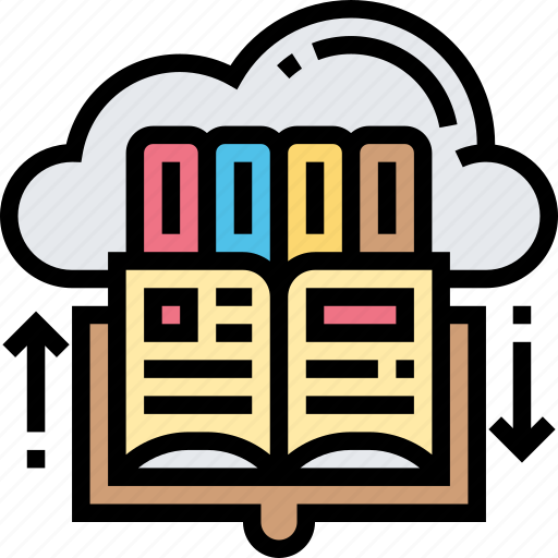 Cloud, library, database, transfer, information icon - Download on Iconfinder
