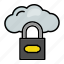 cloud, database, lock, protection, secure 