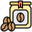 bag, bean, beverage, coffee, seed 